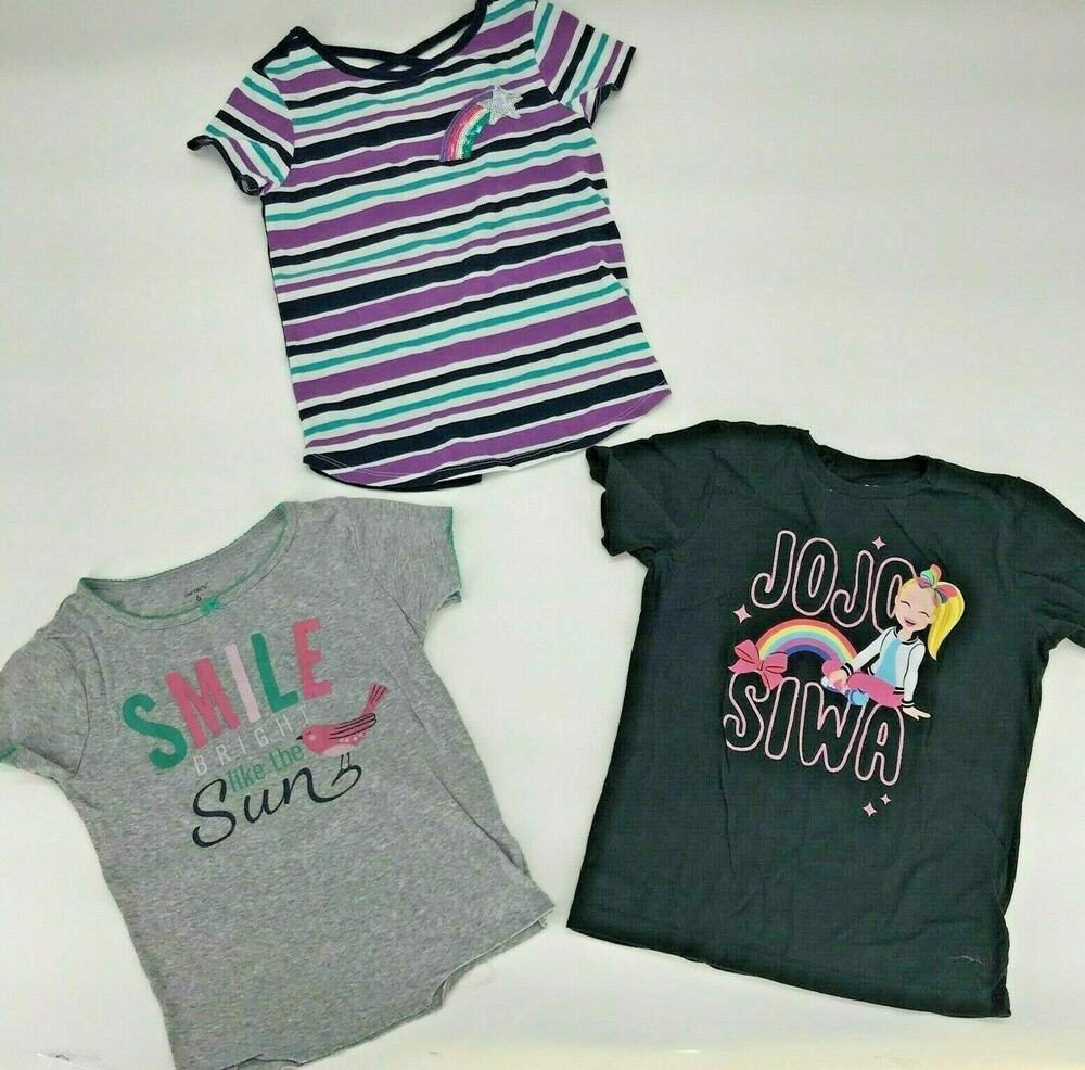 365 Kids Girls T-Shirt Lot Striped Smile Graphic 6